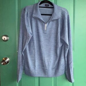 J Crew 1/4 Zip Wool Blend Light Blue Sweater Sz Large